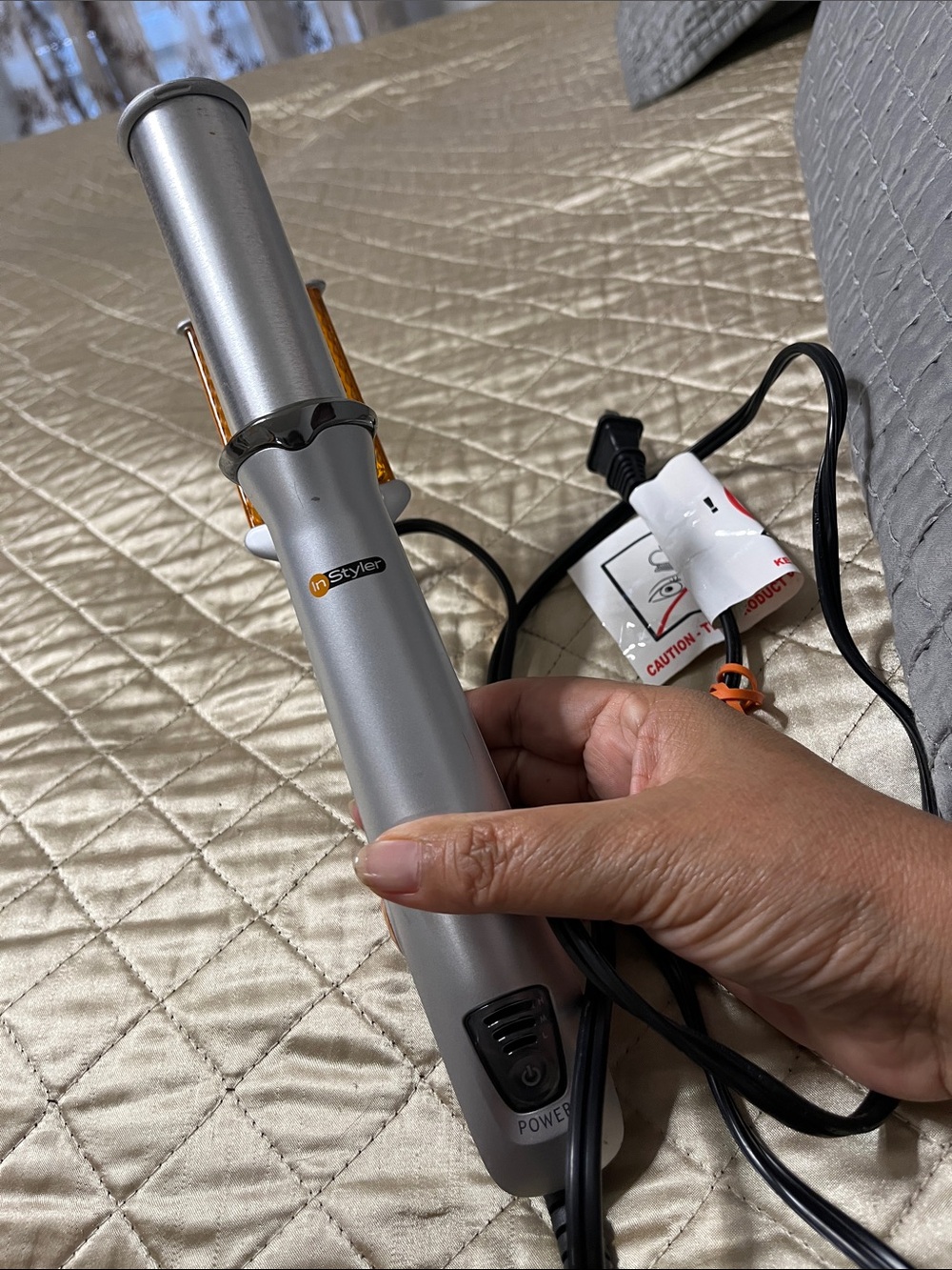 InStyler Silver and Orange Curling Iron - Smooth Heat Styling